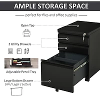 3-Drawer Mobile Filing Cabinet