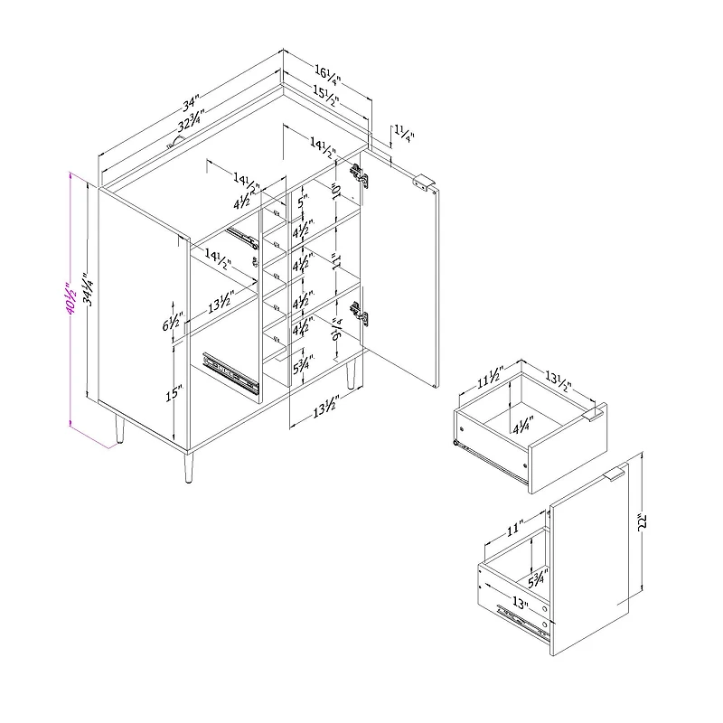 Buffet Hype avec rangement pour vin noyer et faux marbre par South Shore Furniture