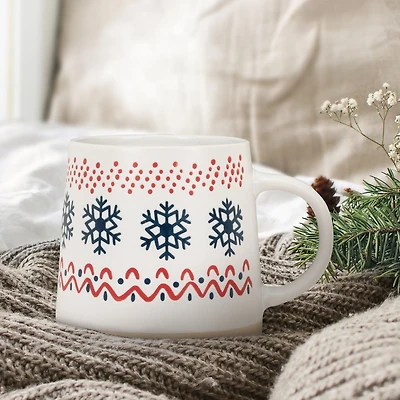 Wide Base Mug with Nordic Pattern - 14 oz