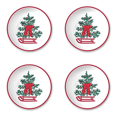 Sledding Tree Printed Side Plates, Set of 4 