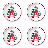 Sledding Tree Printed Side Plates, Set of 4 