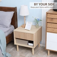 Modern Nightstand with Drawer and Open Shelf
