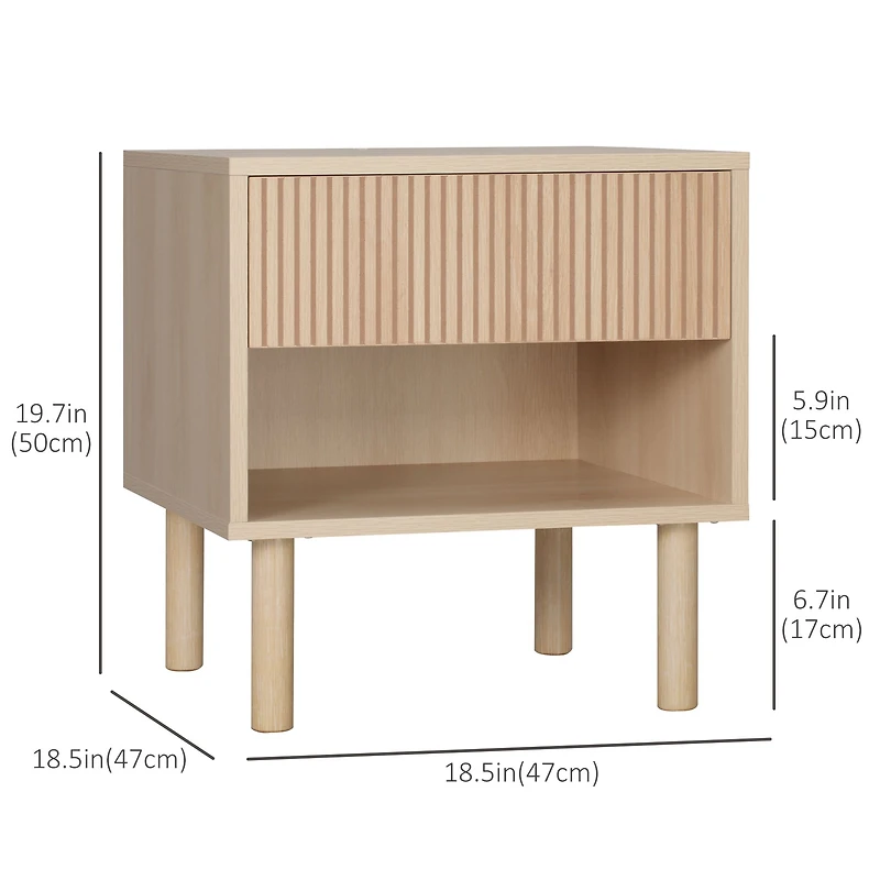 Modern Nightstand with Drawer and Open Shelf