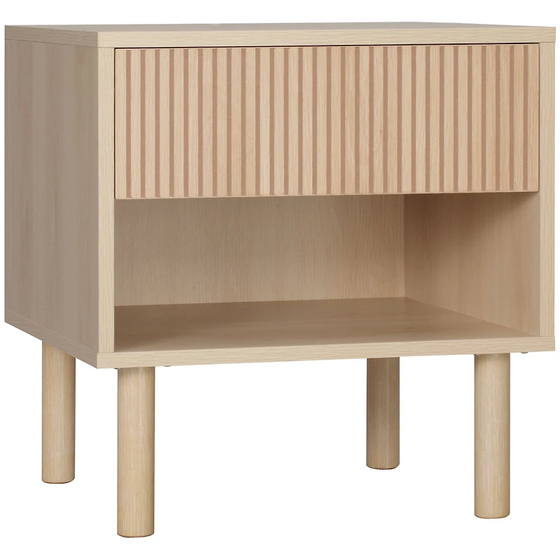 Modern Nightstand with Drawer and Open Shelf