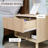 Modern Nightstand with Drawer and Open Shelf