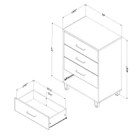 South Shore Furniture Arlen Commode à 4 tiroirs - Pin blanc et noir mat