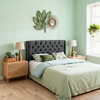 Tête de lit capitonnée à oreilles rembourrée – très grand