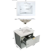 Green Wall-Mounted Bathroom Vanity with Sink - 24"
