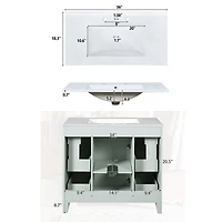 Meuble-lavabo vert avec lavabo en céramique – 36 po