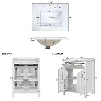 White Bathroom Vanity Combo with Ceramic Sink - 24"