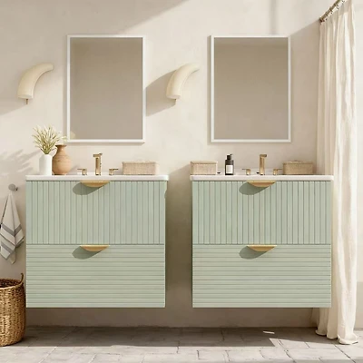 Wall-Mounted Bathroom Vanity with Double Sinks - 48"