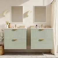 Wall-Mounted Bathroom Vanity with Double Sinks - 48"