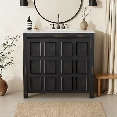 Espresso Bathroom Vanity with Ceramic Sink - 36"