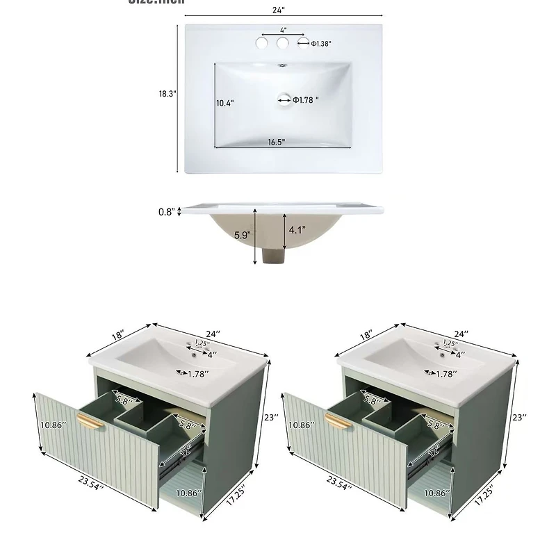 Wall-Mounted Bathroom Vanity with Double Sinks - 48"