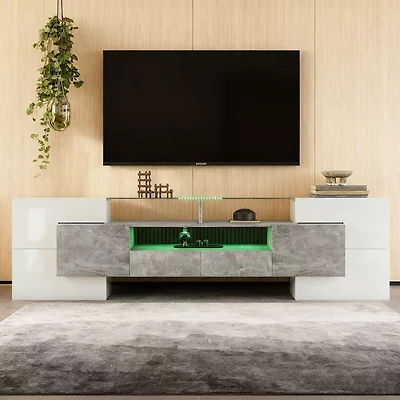 High Gloss TV Stand with LED Lighting 78.7"