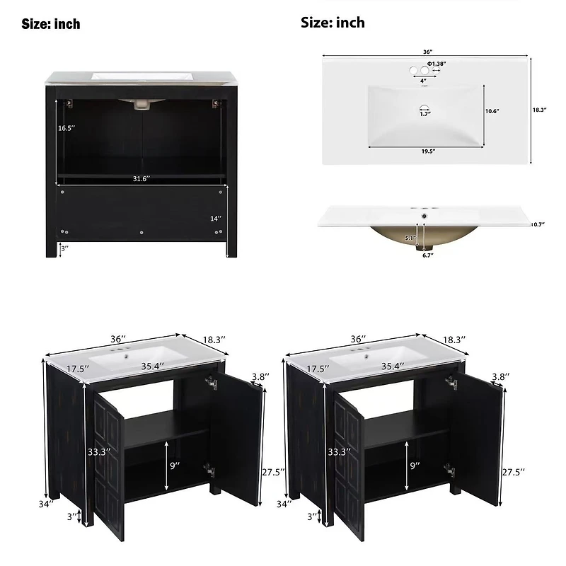 Modern Bathroom Vanity with Double Sinks  - 72"