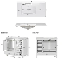White Bathroom Vanity with Ceramic Sink - 36"