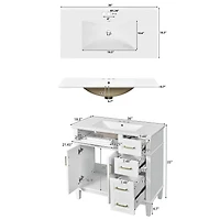 White Bathroom Vanity with Sink - 36"