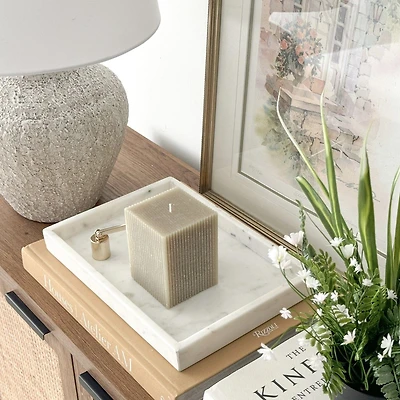 Square Ridged Candle 4" - Green