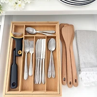 Expandable Bamboo Cutlery Tray - Natural Color