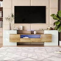 High Gloss TV Stand with LED Lighting 78.7"