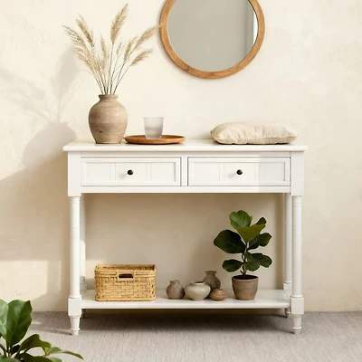 Table console Daisy série bleu marine avec 2 tiroirs