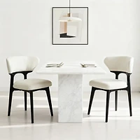 Set of 2 Black Solid Wood Upholstered Dining Chairs