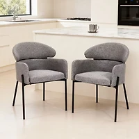 Set of 2 Modern Gray Upholstered Fabric Dining Chairs