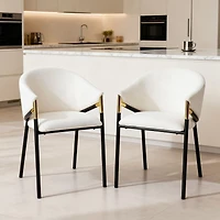 Set of 2 White Modern Upholstered Dining Chairs