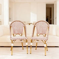 Ensemble de 2 chaises bistrot extérieures rouge et blanc