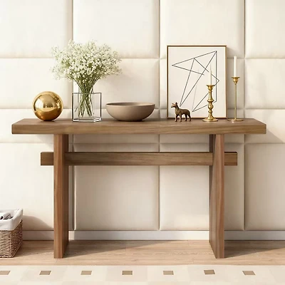 Console en bois noire style campagne pour entrée