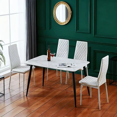 Ensemble de Chaises Modernes (4 pcs) en Cuir Ignifuge, Cadre Métallique – Noir