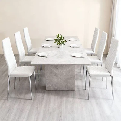 Ensemble de 6 Chaises Modernes, Cuir Ignifuge, Cadre Métallique – Noir