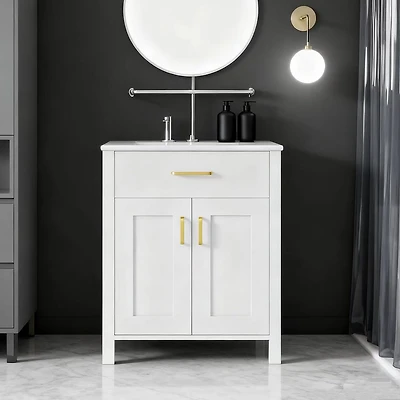 White Bathroom Vanity Combo with Ceramic Sink - 24"