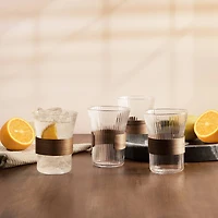 S&Co Luma Tumblers with Wood Accent, Set of 4