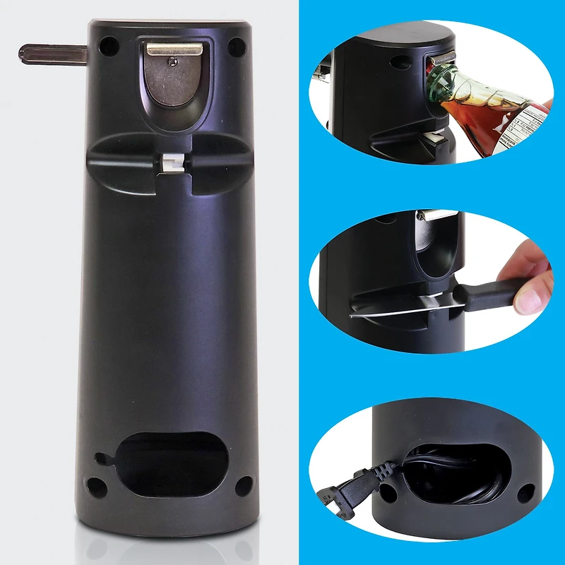 Kenmore 3 in 1 Electric Stainless Steel Can Opener - Black
