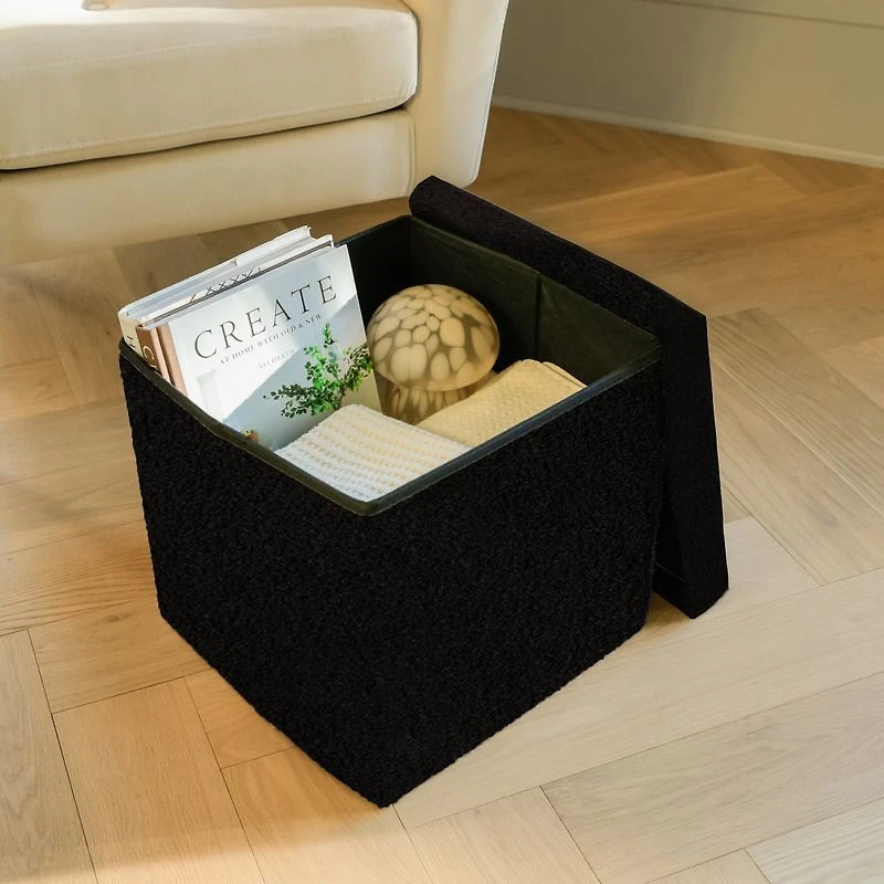 3-IN-1 Storage Ottoman - Black