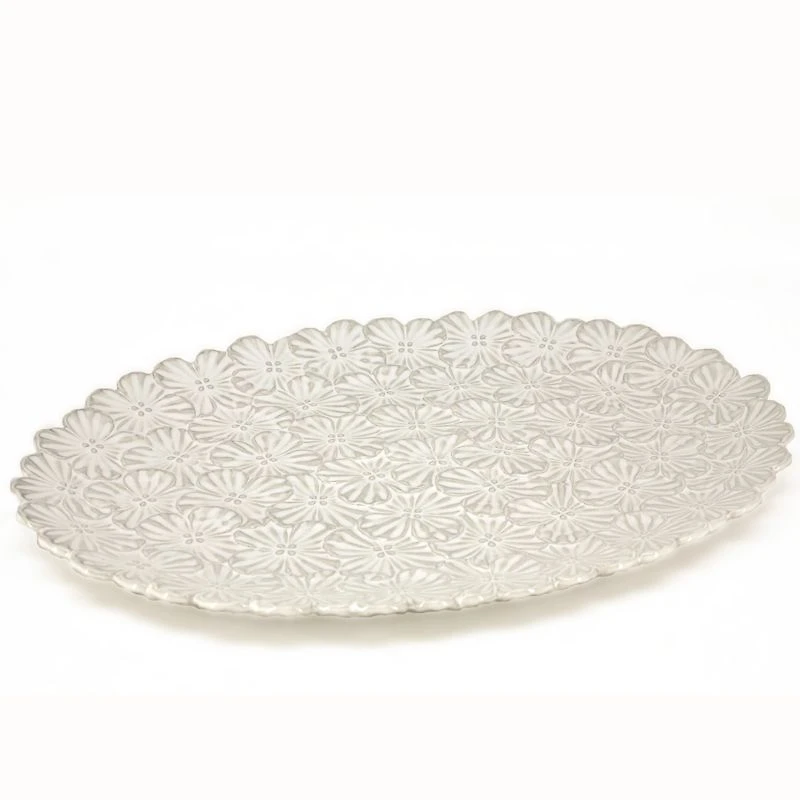 Plateau ovale blanc « Bouquet » par BIA