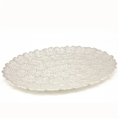Bouquet White Oval Platter by BIA