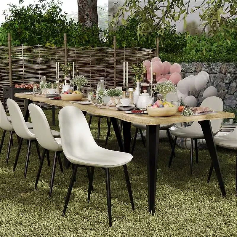 Ensemble de salle à manger 5 pièces avec table en bois manufacturé et chaises beiges