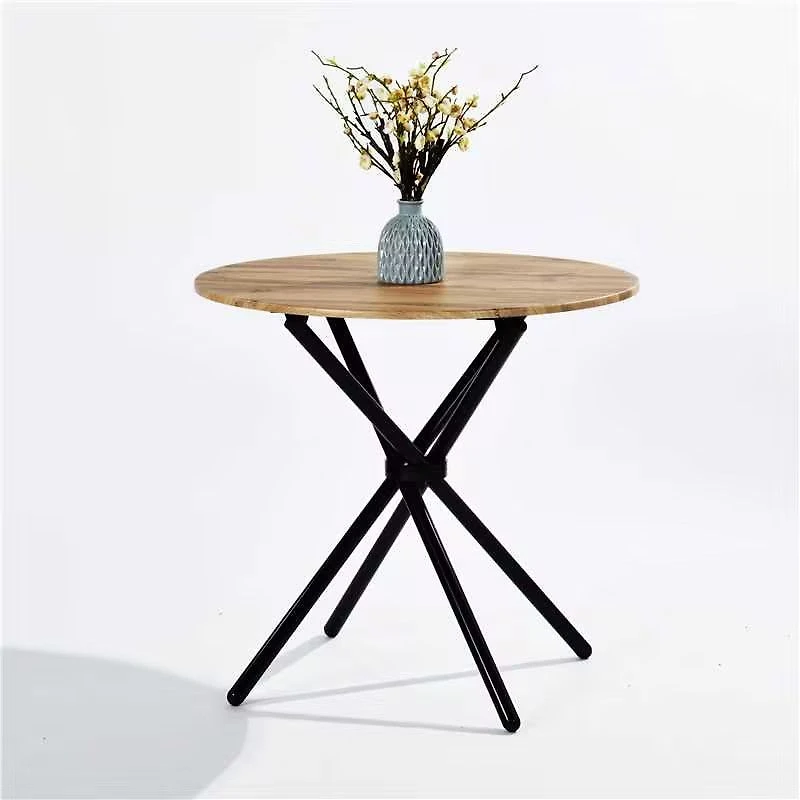 Modern Round Dining Table with Natural Wood Finish - Oak