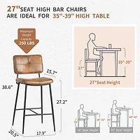 Set of 2 Independence 27.2" Counter Stools in Brown by Maison Classique
