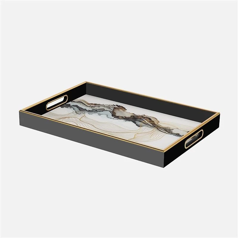 Savoy Gold Trim Rectangular Tray