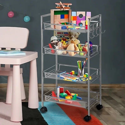 Chariot utilitaire mobile Greenway à 4 étages - Argent