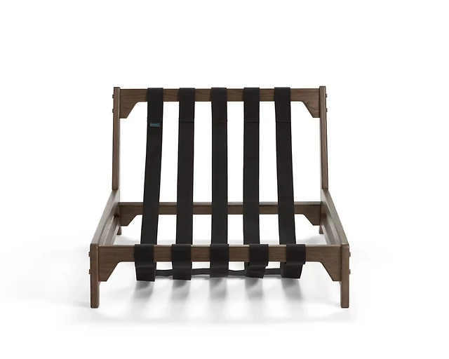 PillowSac Accent Chair Frame: Brown Wood, Black Webbing & Nickel Hardware