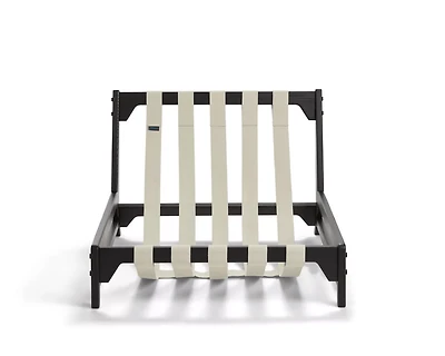 PillowSac Accent Chair Frame: Black Wood, Tan Webbing & Gunmetal Hardware