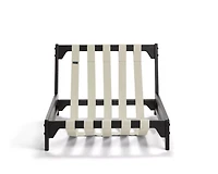 PillowSac Accent Chair Frame: Black Wood, Tan Webbing & Gunmetal Hardware