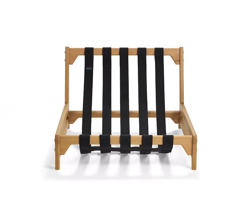 PillowSac Accent Chair Frame: Blonde Wood, Black Webbing & Nickel Hardware