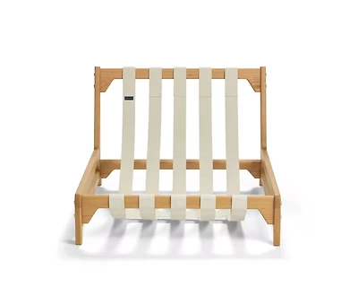 PillowSac Accent Chair Frame: Blonde Wood, Tan Webbing & Nickel Hardware