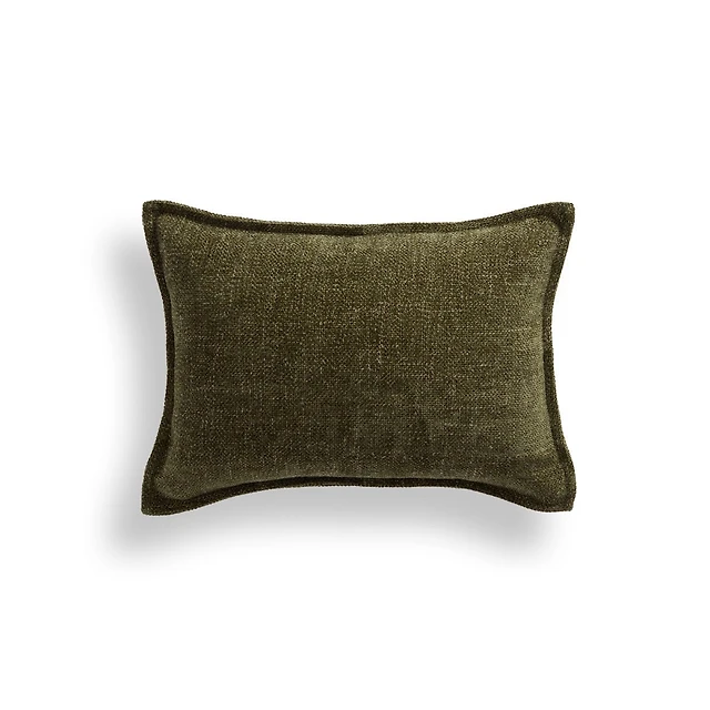20x14 Throw Pillow Cover: Olive Speckled Textured Weave